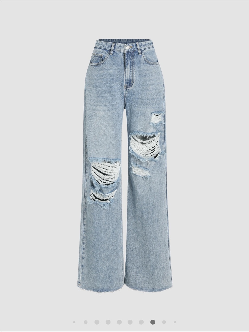 CIDER Mid- Rise Straight Leg Distressed Jeans - Light Blue